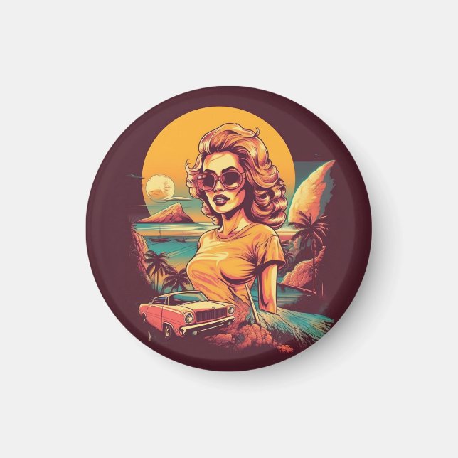 Imã Ímã retrô, retrô, inspirado no vintage (Frente)