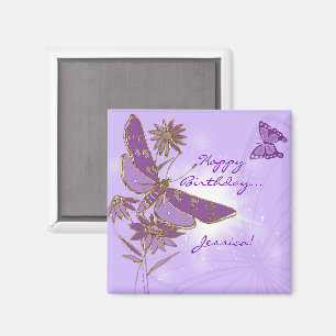 Imã Ímã roxo do aniversário da borboleta