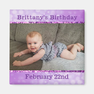 Imã Ímã roxo personalizado do lembrete do aniversár