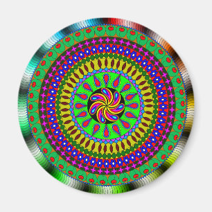 Imã Ímã roxo, verde, vermelho vibrante da mandala