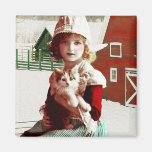 Imã Ímã salvado vintage do gatinho do celeiro