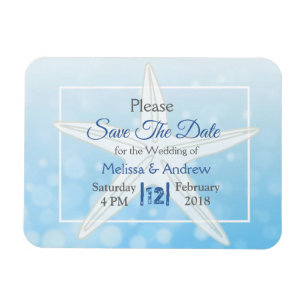 Ímã Imã salve a data Beachy azul do casamento da