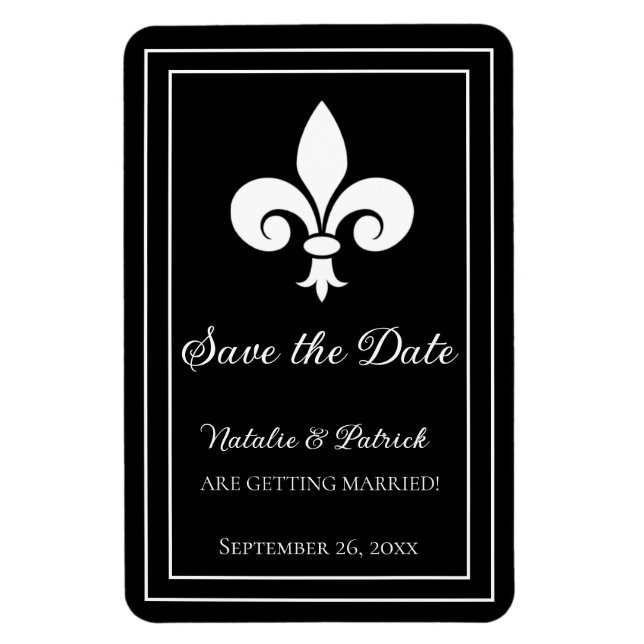 Ímã Imã salve a data Black Fleur de Lis (Vertical)
