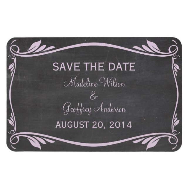 Ímã Imã salve a data Chalkboard, Lilac (Horizontal)
