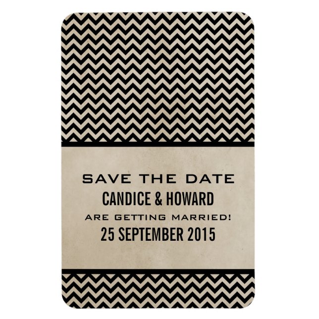 Ímã Imã salve a data Chic Chevron, Ebony (Vertical)