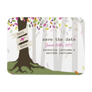 Ímã Imã salve a data colorida do casamento da florest