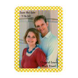 Ímã Imã salve a data com borda pontilhada amarela.