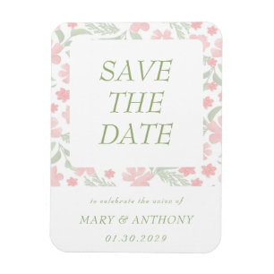 Ímã Imã salve a data de Aquarela Floral Rosa