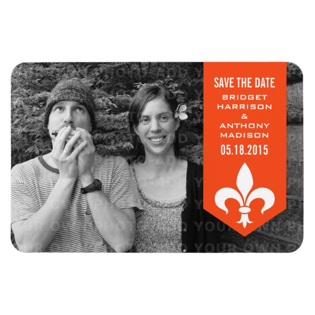 Ímã Imã salve a data de Banner Flourado Chic Laranja (Horizontal)