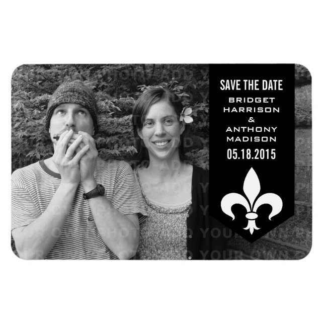 Ímã Imã salve a data de Banner Flourado Chic Negro (Horizontal)