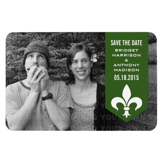 Ímã Imã salve a data de Banner Verde Chic Floured (Horizontal)