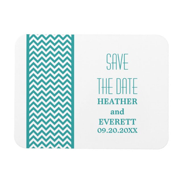 Ímã Imã salve a data de Borda Chevron, Teal (Horizontal)