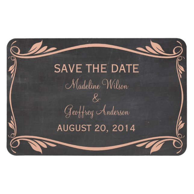 Ímã Imã salve a data De Chalkboard Flourada, Peach (Horizontal)