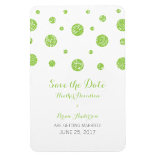 Ímã Imã salve a data de Confetti Glitter Verde