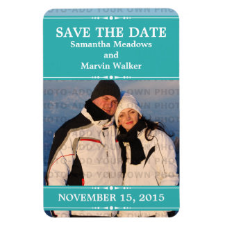 Ímã Imã salve a data de Foto Simples Teal