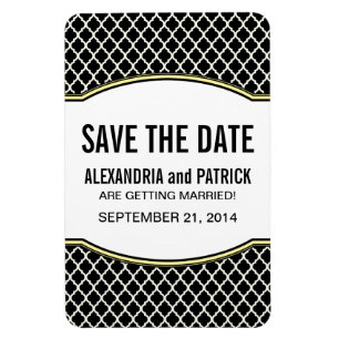 Ímã Imã salve a data de Quatrefoil Elegante, Amarelo