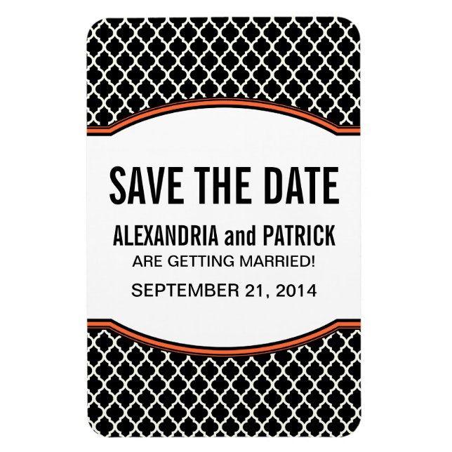 Ímã Imã salve a data de Quatrefoil Elegante, Laranja (Vertical)