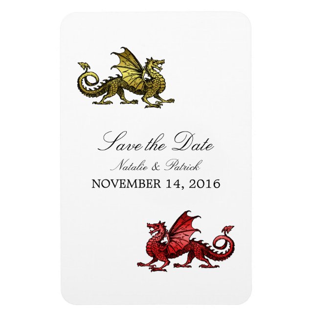 Ímã Imã salve a data do Dragão Vermelho Dourado (Vertical)