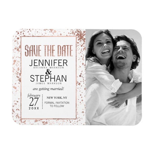 Ímã Imã salve a data Dourada e Splatters de pintura (Horizontal)