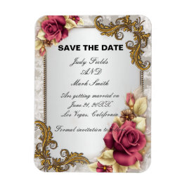 Ímã Imã salve a data Elegante Rosa vermelha