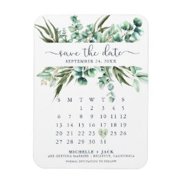 Ímã Imã salve a data Eucalyptus de Calendário Elegante