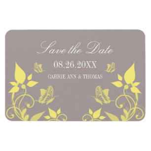 Ímã Imã salve a data Floral da Borboleta Amarela