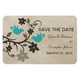 Ímã Imã salve a data Floral Lovebird, Aqua