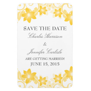 Ímã Imã salve a data floral simples, amarela