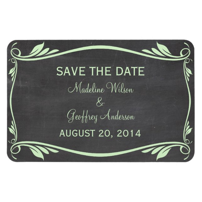 Ímã Imã salve a data Flourish Chalkboard, verde (Horizontal)