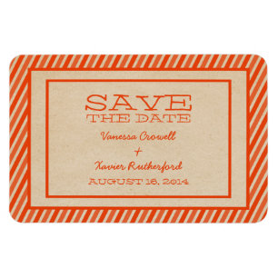 Ímã Imã salve a data Laranja Trendy Stripes