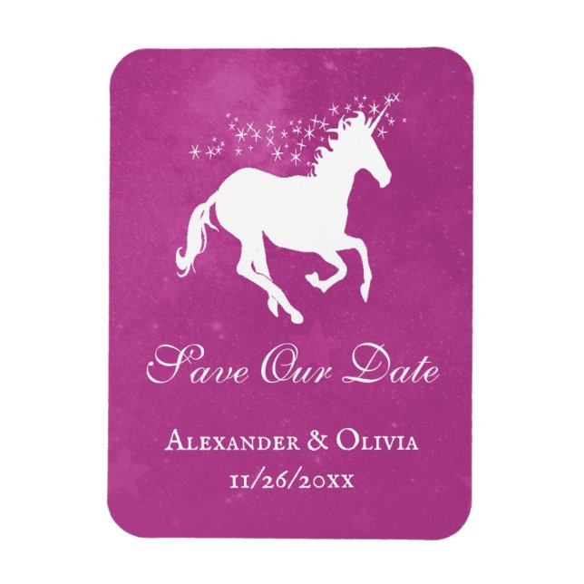 Ímã Imã salve a data Magenta Unicorn (Vertical)