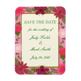 Ímã Imã salve a data Personalizada de Flores Rosa