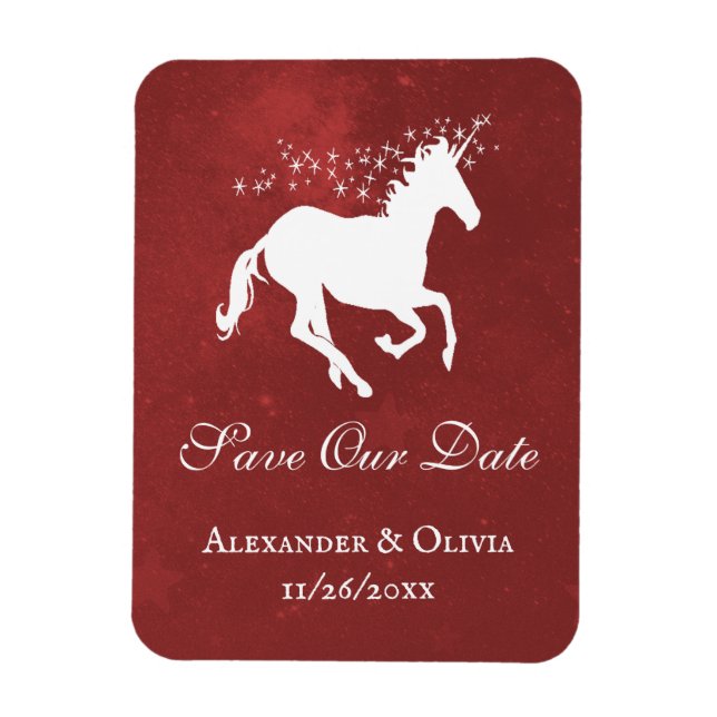 Ímã Imã salve a data Red Unicorn (Vertical)