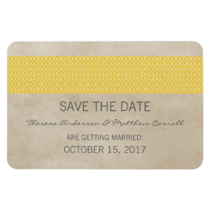 Ímã Imã salve a data Rustic Damask, Amarelo