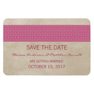 Ímã Imã salve a data Rustic Damask, Rosa