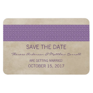 Ímã Imã salve a data Rustic Damask, Roxo