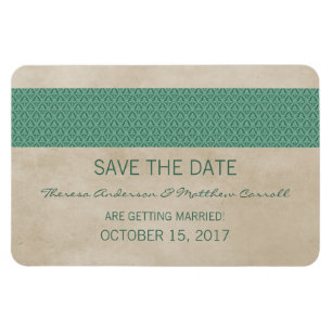 Ímã Imã salve a data Rustic Damask, Verde