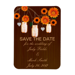 Ímã Imã salve a data Rustic Orange Mason Jars