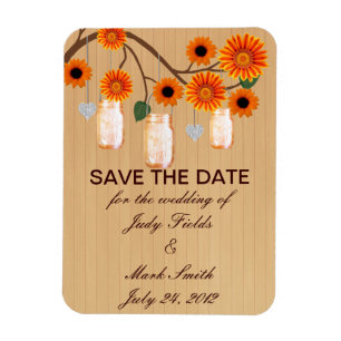 Ímã Imã salve a data Rustic Orange Mason Jars