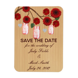 Ímã Imã salve a data Rustic Red Mason Jars