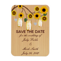 Imã salve a data Rustic Yellow Mason Jars