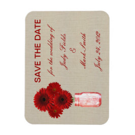 Ímã Imã salve a data Rústica de Burlap Red Mason Jar