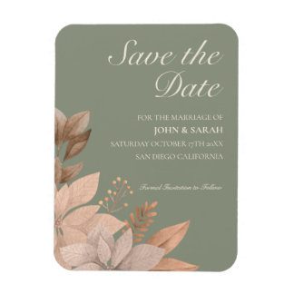 Ímã imã salve a data Verde e Floral 3X4 Sage