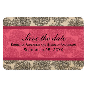 Ímã Imã salve a data Vintage Zinnia, rosa