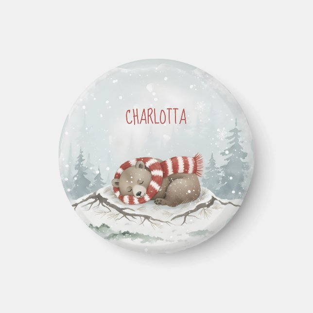 Imã Ímã Urso de Inverno Personalizado (Frente)