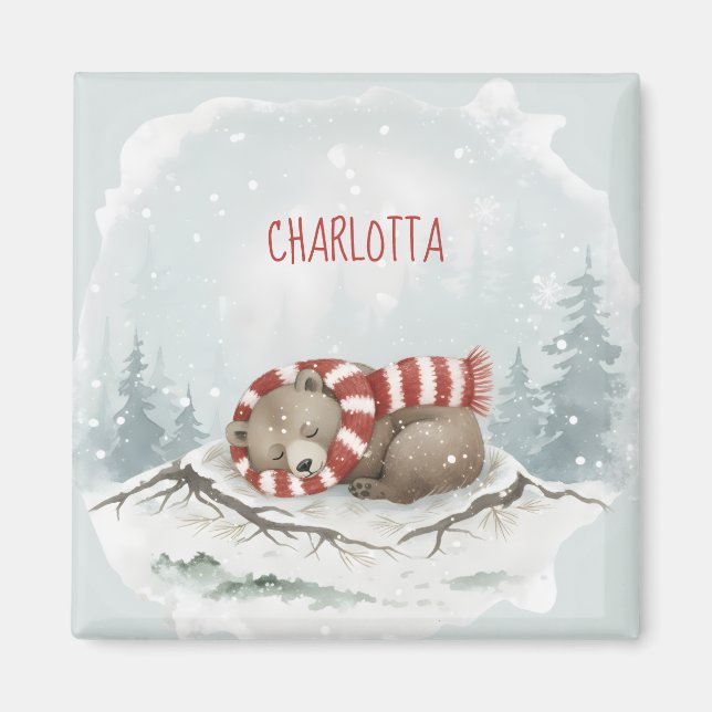 Imã Ímã Urso de Inverno Personalizado (Frente)