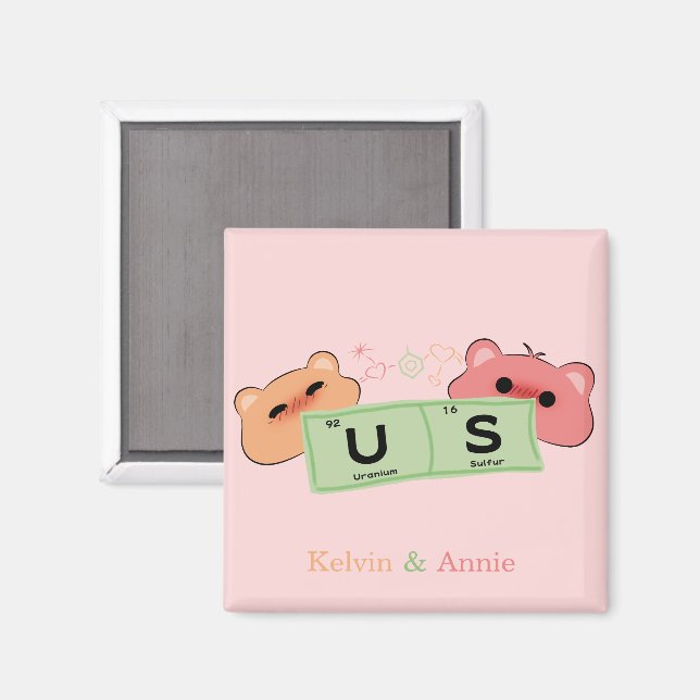 Imã Ímã Ursos Fofos Apaixonados (Front/Back)