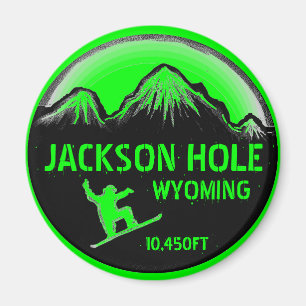 Imã Ímã verde da arte do snowboard de Jackson Hole