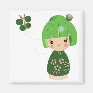 Imã Ímã verde da objectiva tripla de Kokeshi