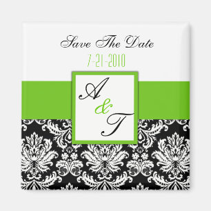 Imã Ímã verde do casamento tema damasco do monograma
